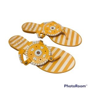 Jack Rogers Striped Georgica Jelly Sandals Orange White sz 8 Summer Flip…